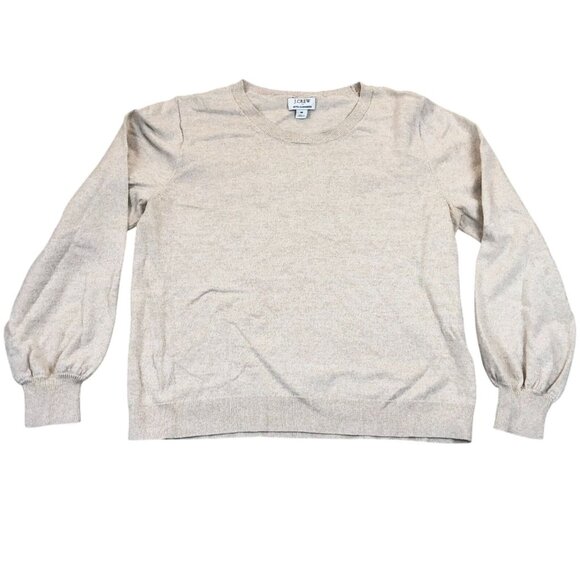 J.Crew Womens Cashmere Blend Sweater Medium Beige Long Sleeve Pullover Knit - Picture 1 of 8